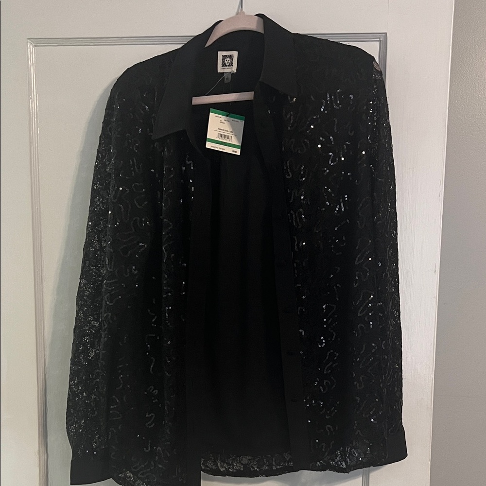 Elegant Black Sequin Women's Shirt